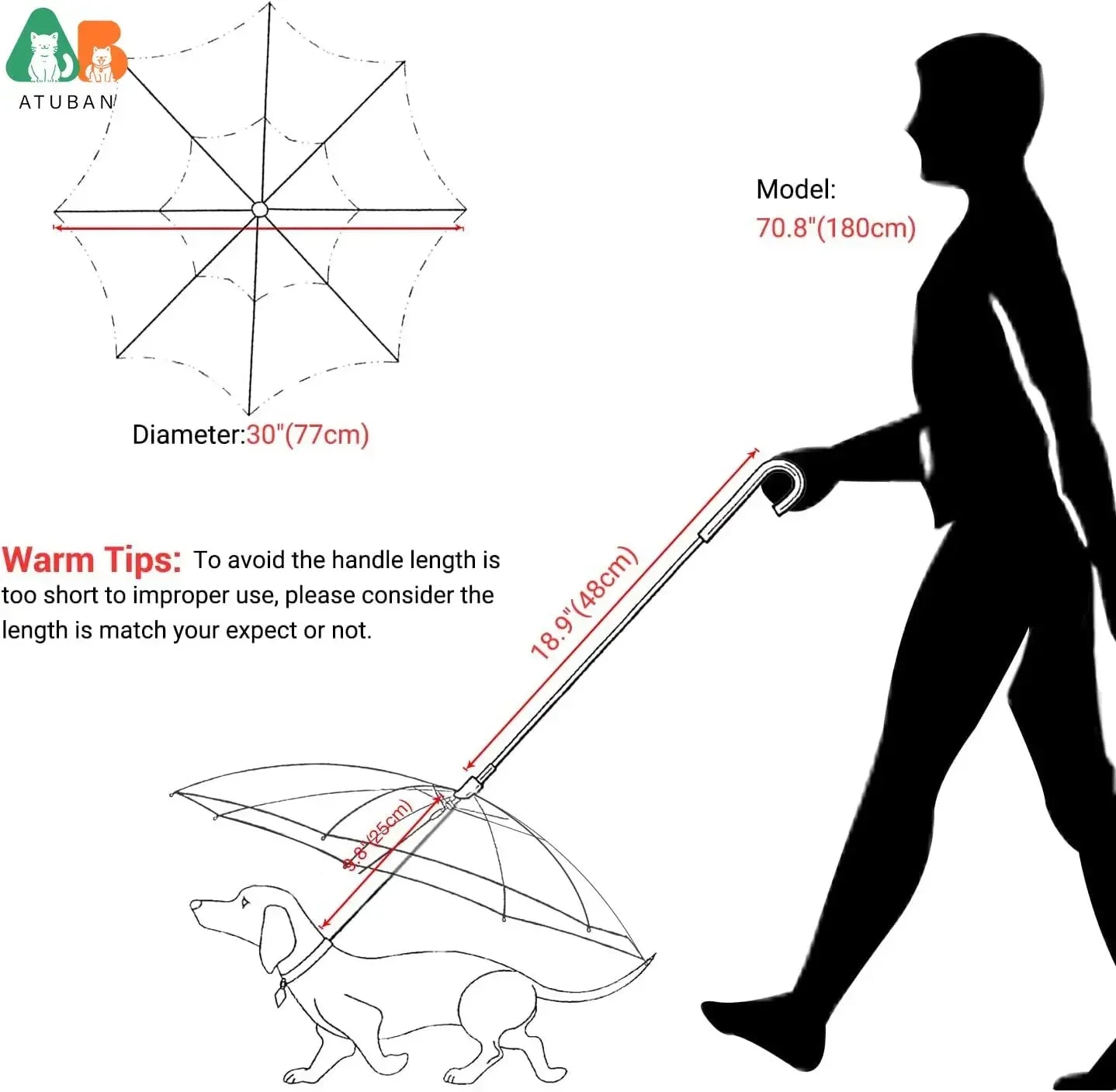 Parapluie Inversé pour Petit Chien avec Laisse