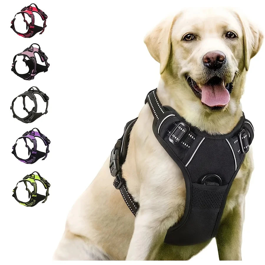 Harnais pour chiens réfléchissant et respirant avec poignée