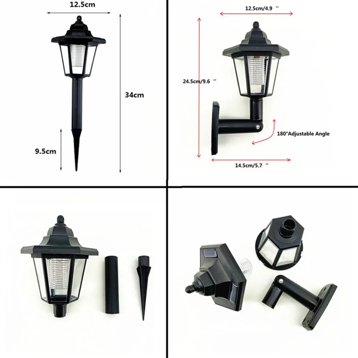 2x Appliques Murales Solaires LED Style Rétro