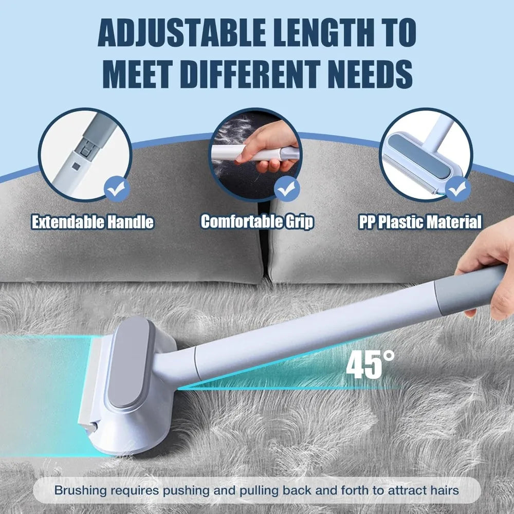 Brosse Ramasse-Poils 4-en-1 Réutilisable Long Manche — Lavable, Chien & Chat, Canapé & Vêtements