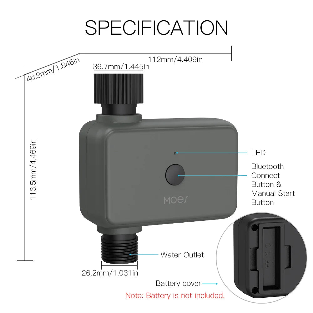 MOES - Vanne d'arrosage connectée de jardin Bluetooth