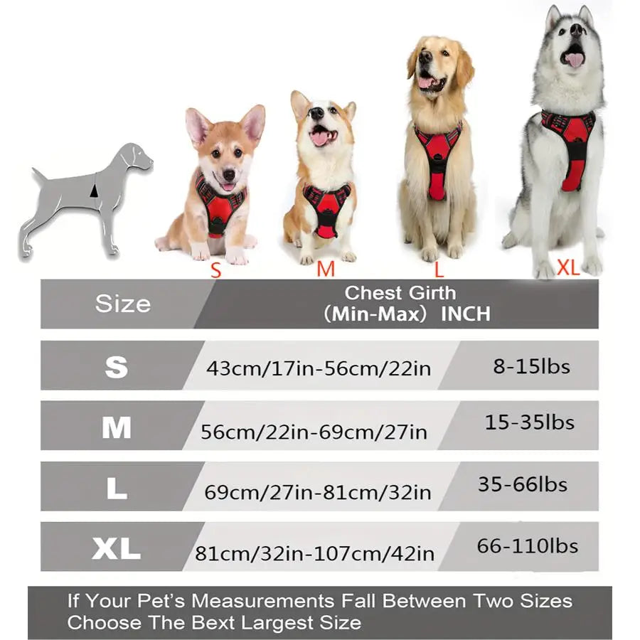 Harnais pour chiens réfléchissant et respirant avec poignée