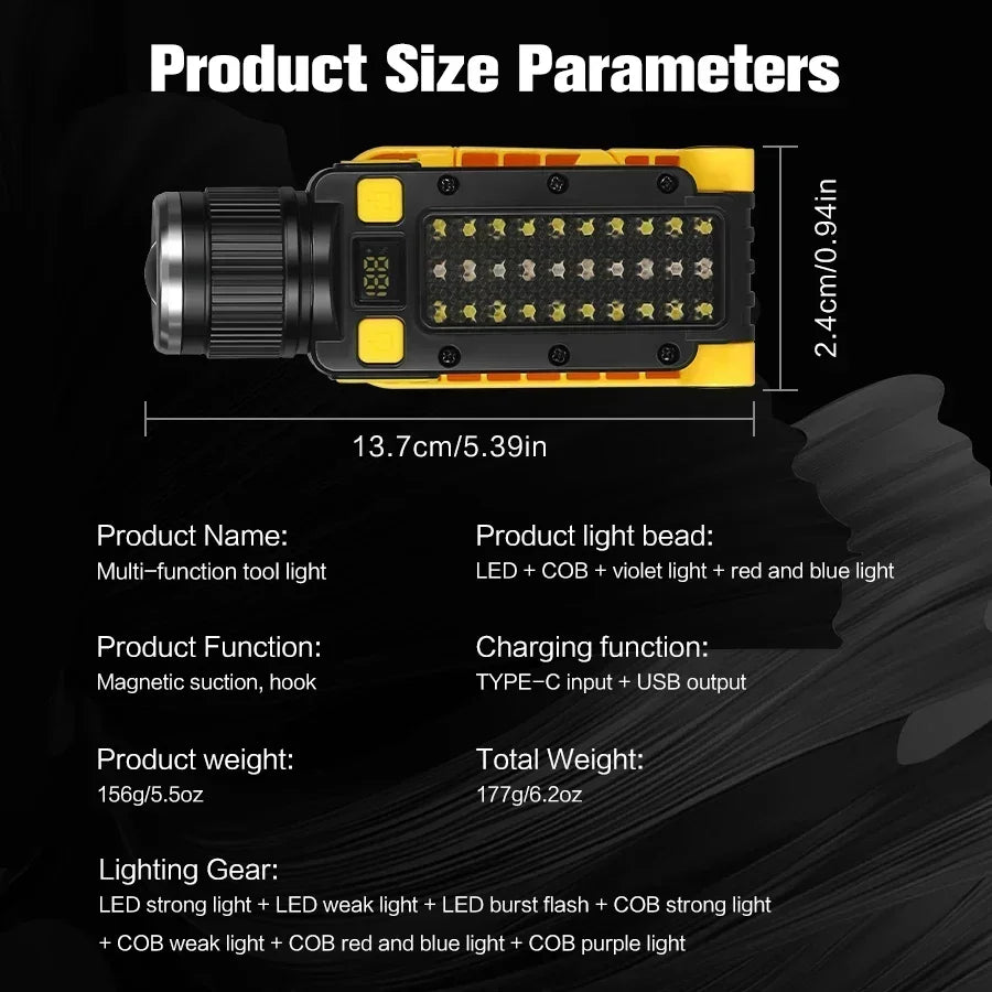 Mini Torche Multifonction Puissante COB USB – Powerbank Intégrée