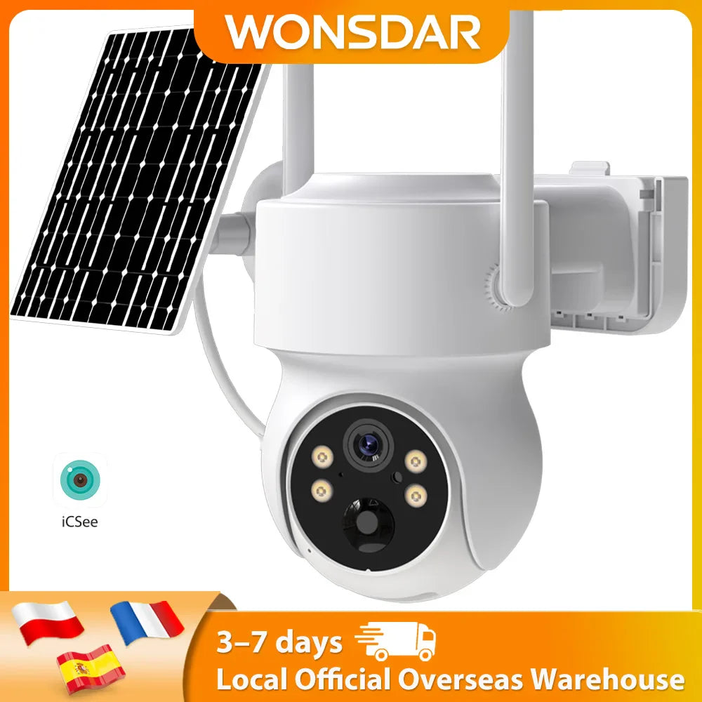 Caméra de Surveillance Solaire WiFi PTZ 360° Sans Fil - 4MP