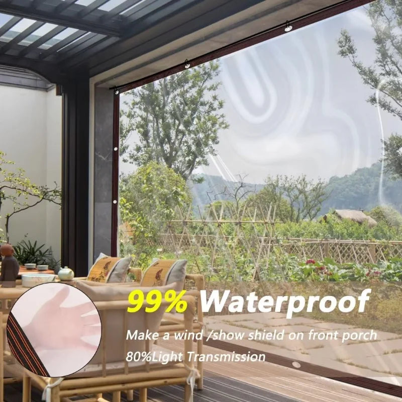Bâche Transparente Imperméable en Polyéthylène – Anti-Déchirure avec Œillets Antirouille – Jardin, Terrasse & Poulailler