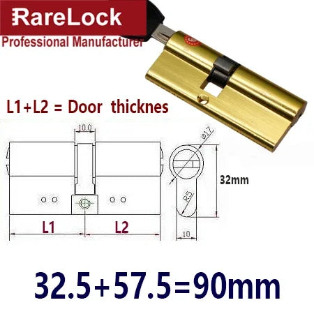 Serrure de Porte Cylindre 10 Tailles & 7 Clés