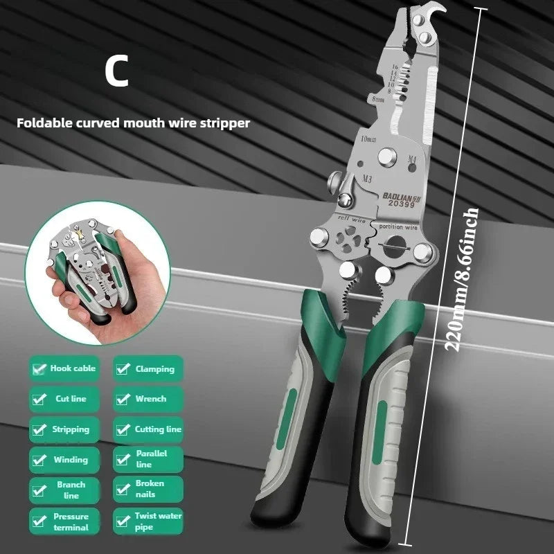 Pince Électricien 18 en 1 Pliable & Compacte