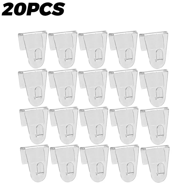 Lot de 30 Crochets Transparents à Clip pour tiroirs, portes...
