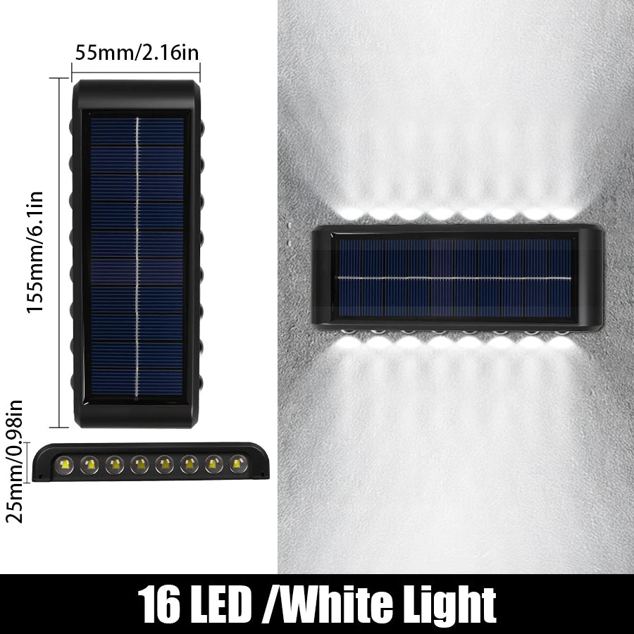 Lot de 4 Appliques Solaires Murales Doubles Faisceaux 16LED 1200mAh