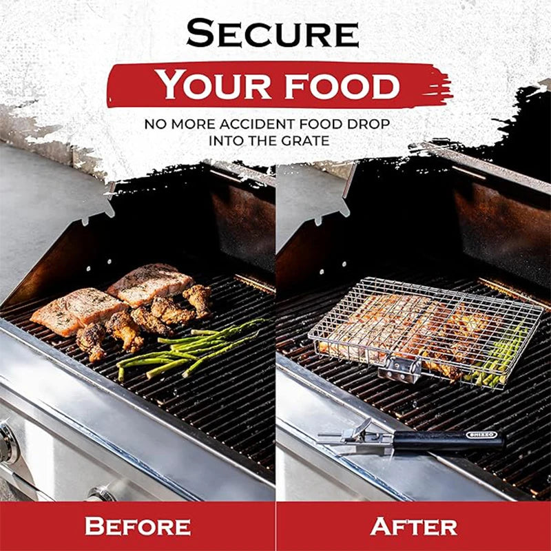 Panier BBQ Inox Anti-Chute pour Cuisson Uniforme