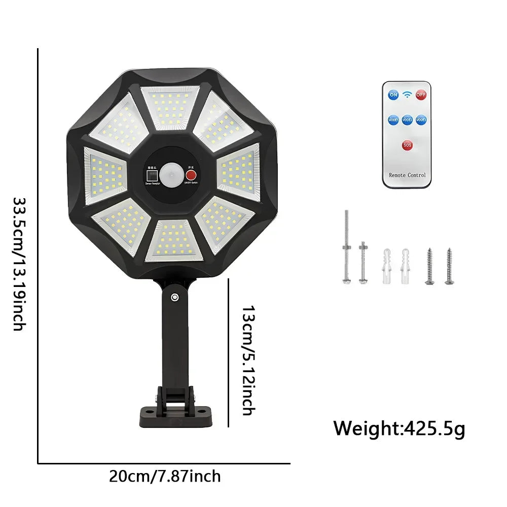 Lampe Solaire 168 LED Étanche 12H d'Éclairage Capteur de Mouvement