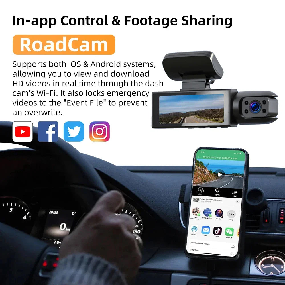 Caméra de Voiture Avant & Intérieur – Full HD + Carte SD 64GB