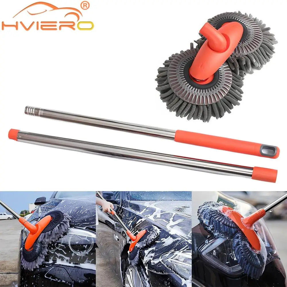 Brosse Télescopique Microfibre Lavage Voiture à Double Tête Pivotante