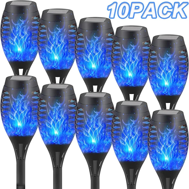 Torche à Flamme Solaire Étanche pour Décoration de Jardin - 4 pièces