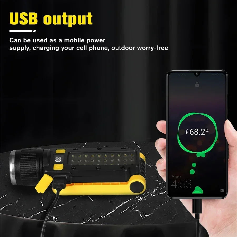 Mini Torche Multifonction Puissante COB USB – Powerbank Intégrée