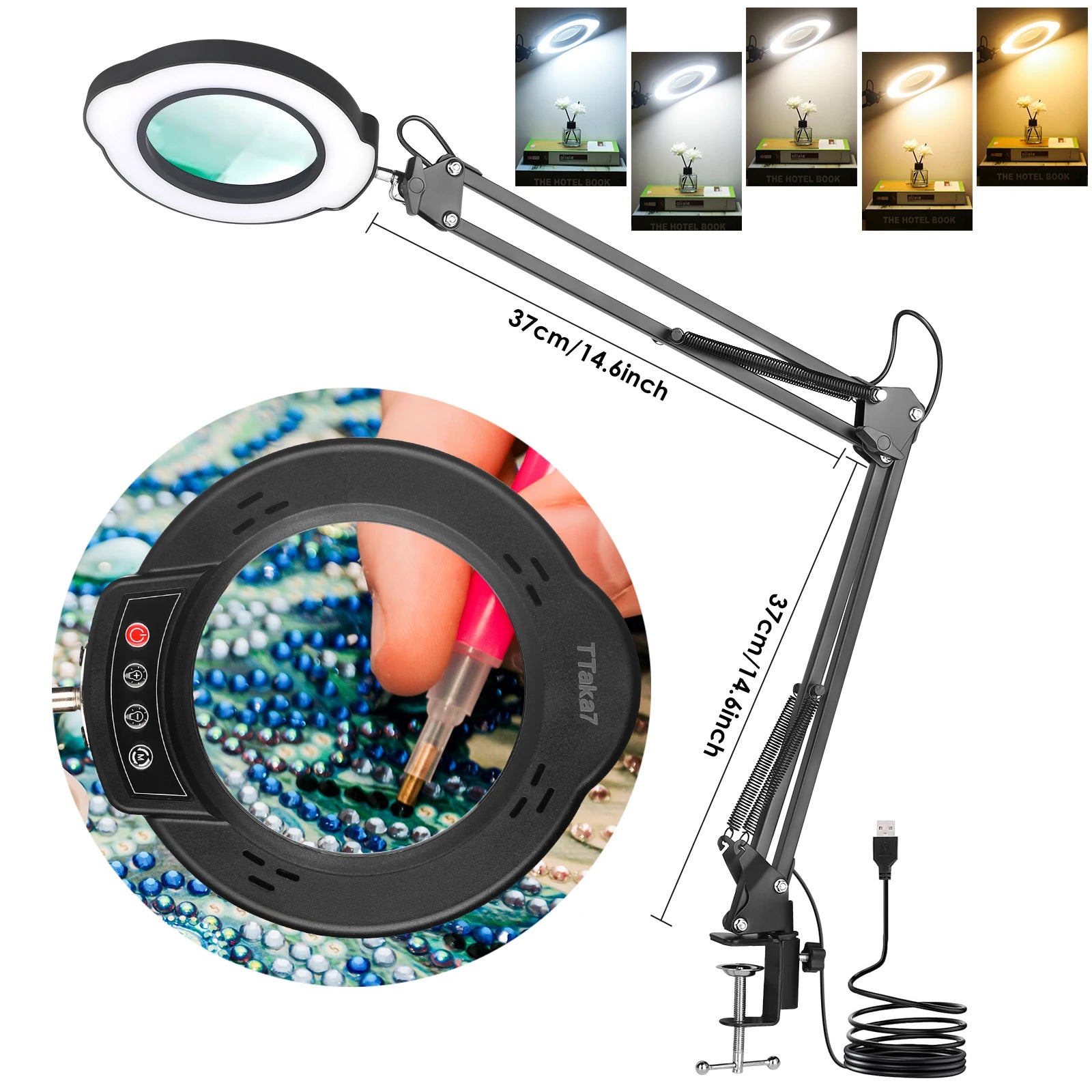 Loupe Grossissante 10X à LED USB & Pince-Étau