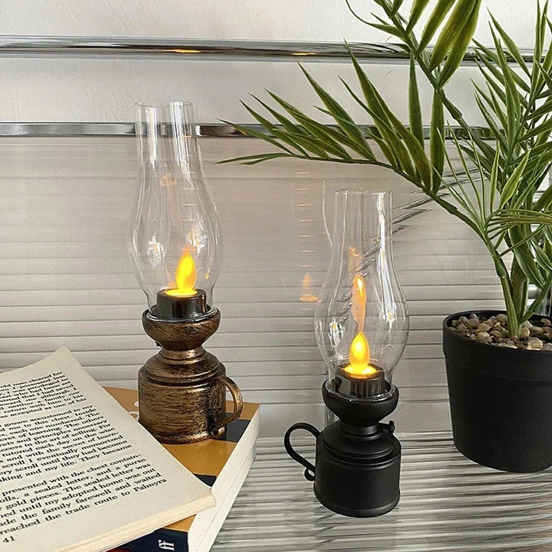 Lampe à Pétrole LED Rétro avec Effet Flamme