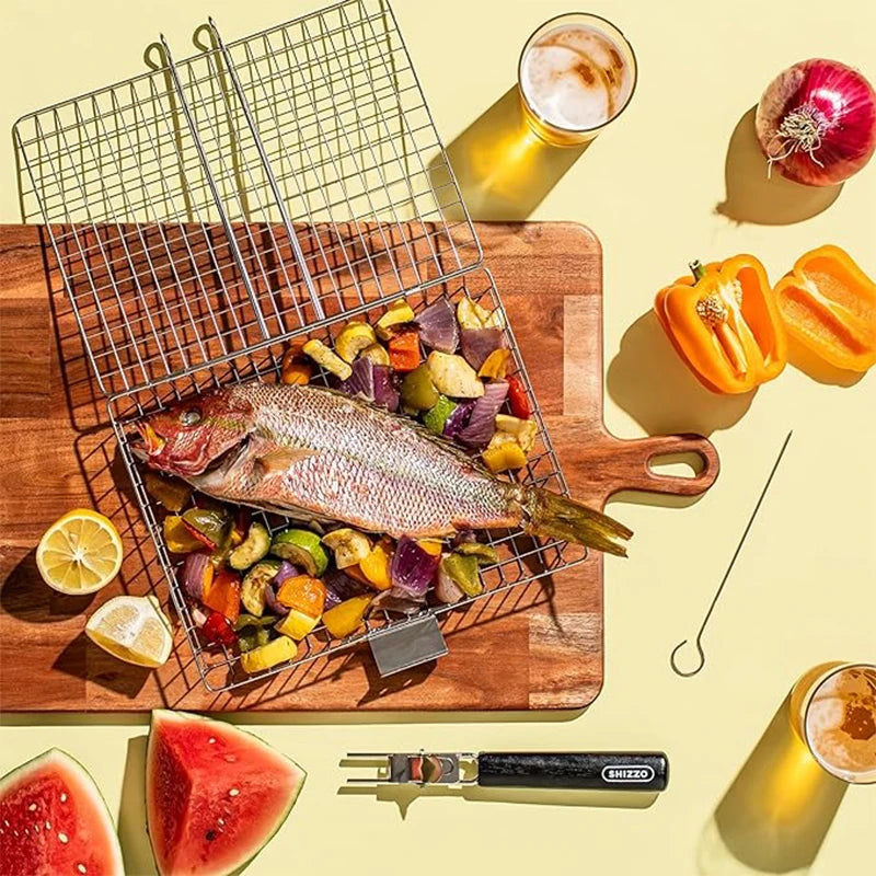 Panier BBQ Inox Anti-Chute pour Cuisson Uniforme
