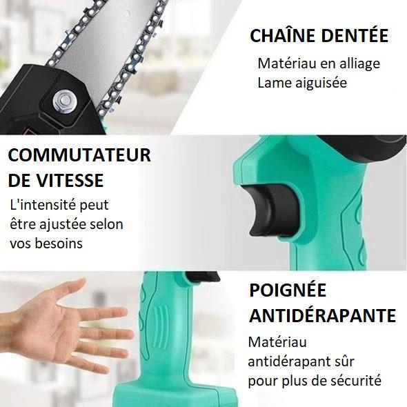 Mini scie à chaîne électrique rechargeable - Livraison offerte