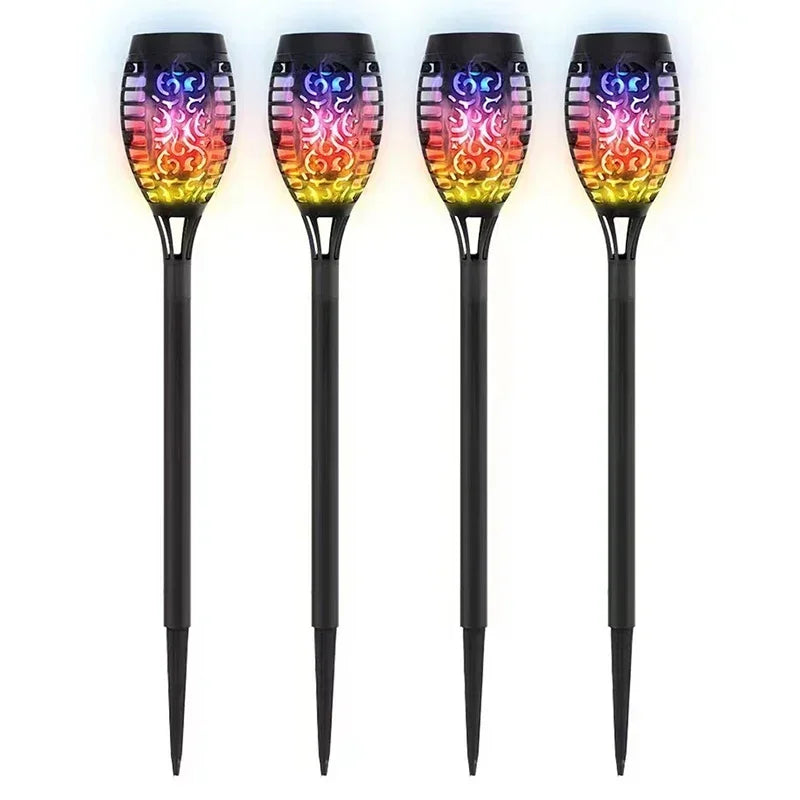 Torche à Flamme Solaire Étanche pour Décoration de Jardin - 4 pièces