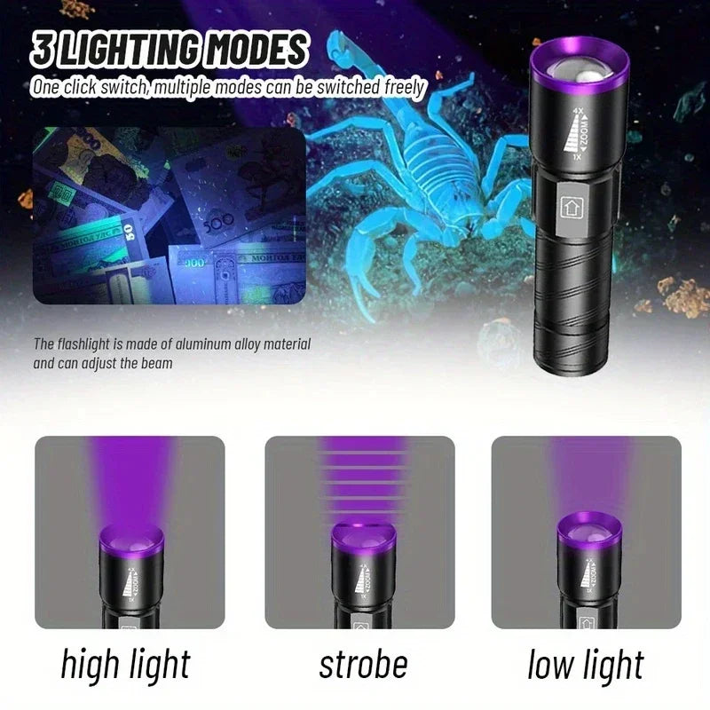 Lampe Torche UV Rechargeable 3 Modes & USB