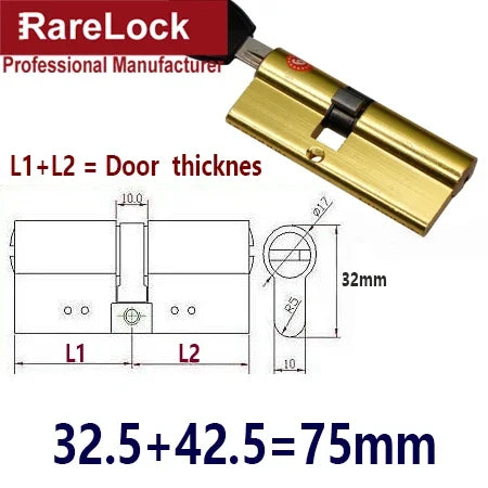 Serrure de Porte Cylindre 10 Tailles & 7 Clés