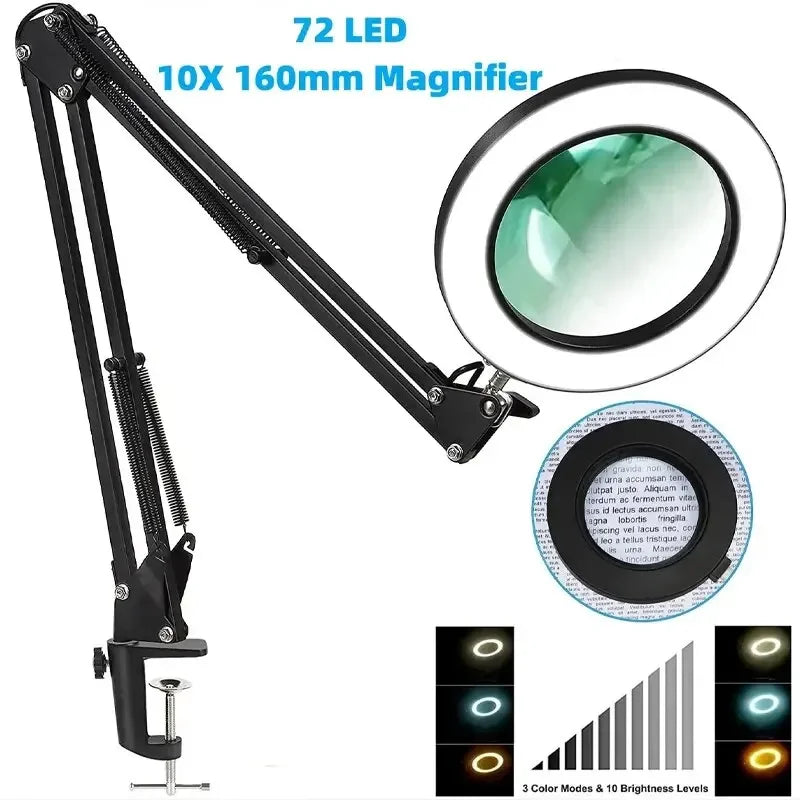 Loupe Grossissante 10X à LED USB & Pince-Étau