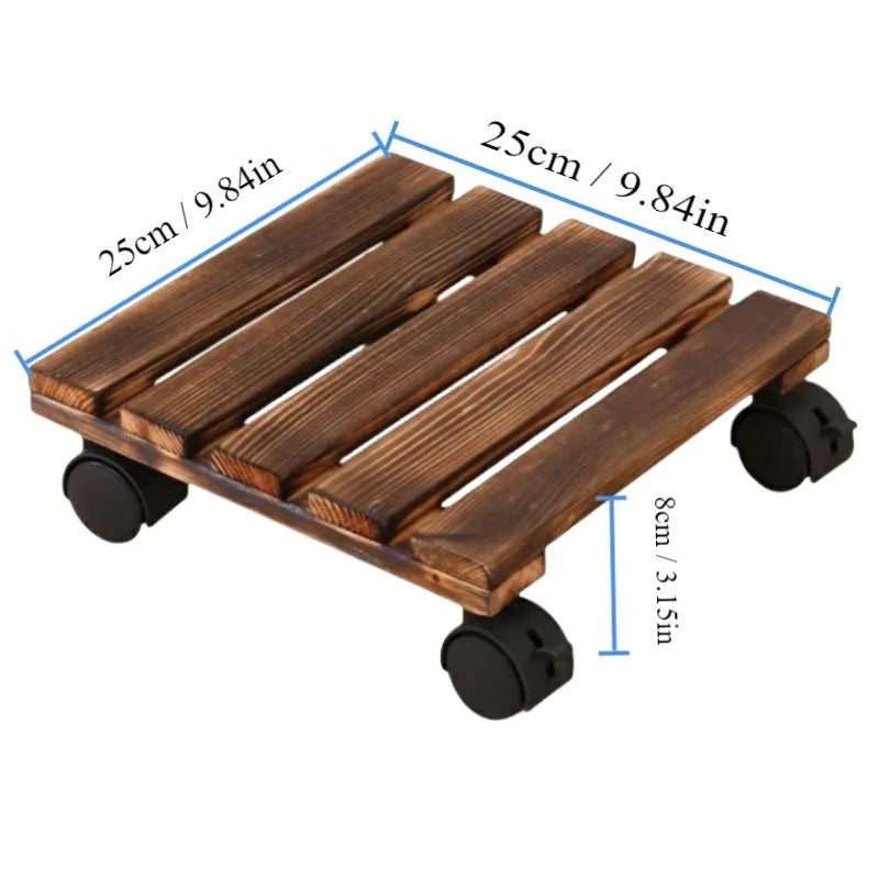 Plateau Mobile en Bois Massif pour Pots de Fleurs