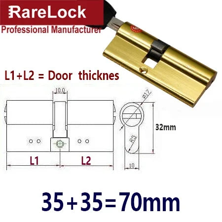Serrure de Porte Cylindre 10 Tailles & 7 Clés
