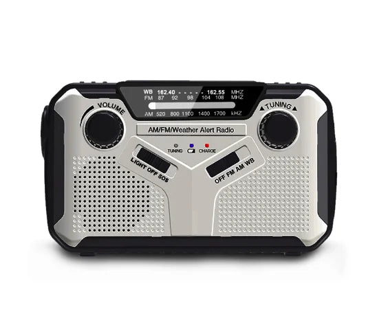 Radio D’urgence Multi-fonctions AM/FM Solaire avec Manivelle