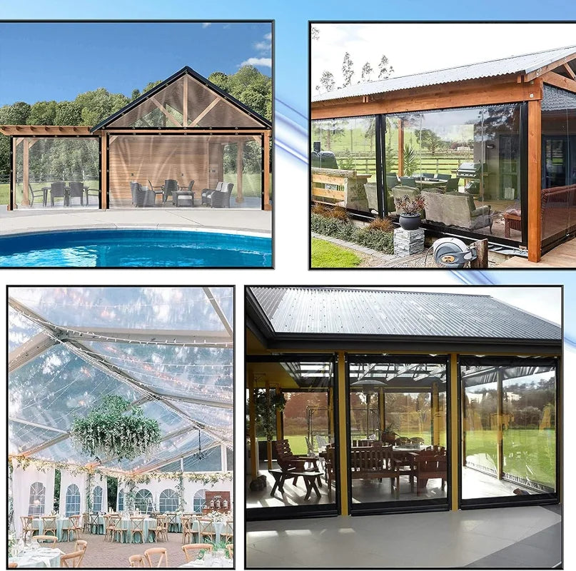 Bâche Transparente Imperméable en Polyéthylène – Anti-Déchirure avec Œillets Antirouille – Jardin, Terrasse & Poulailler