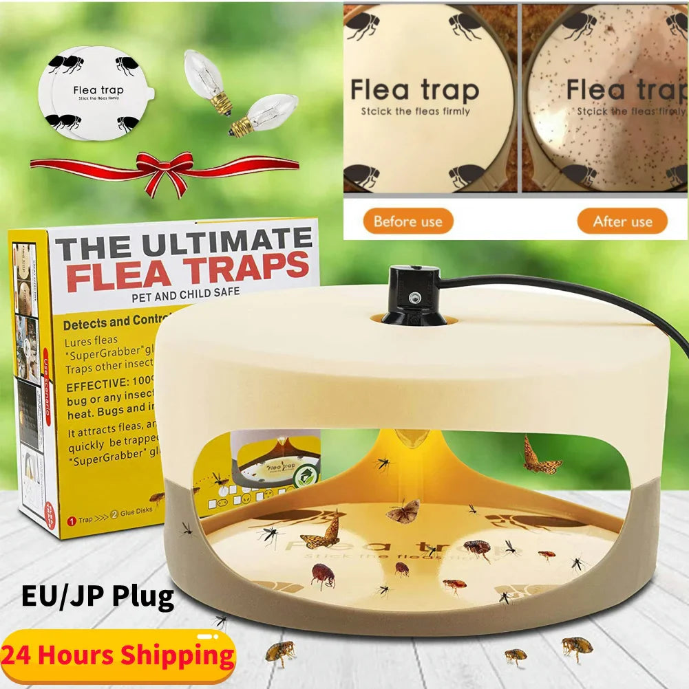 Piège à Insecte Électrique LED + 2 Pads Adhésifs OFFERTS - Moustiques, Puces, Punaises...