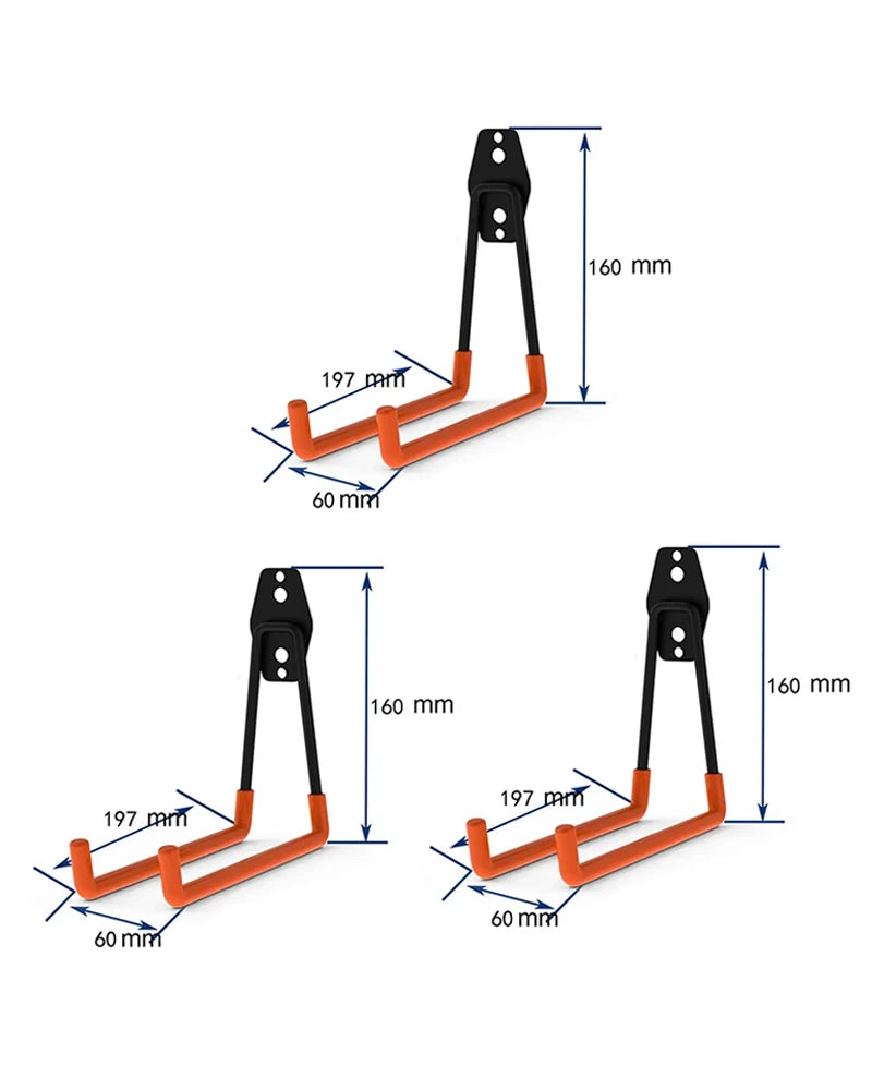 Lot de 2 Crochets Muraux Ultra-Résistants pour Garage + 1 OFFERT