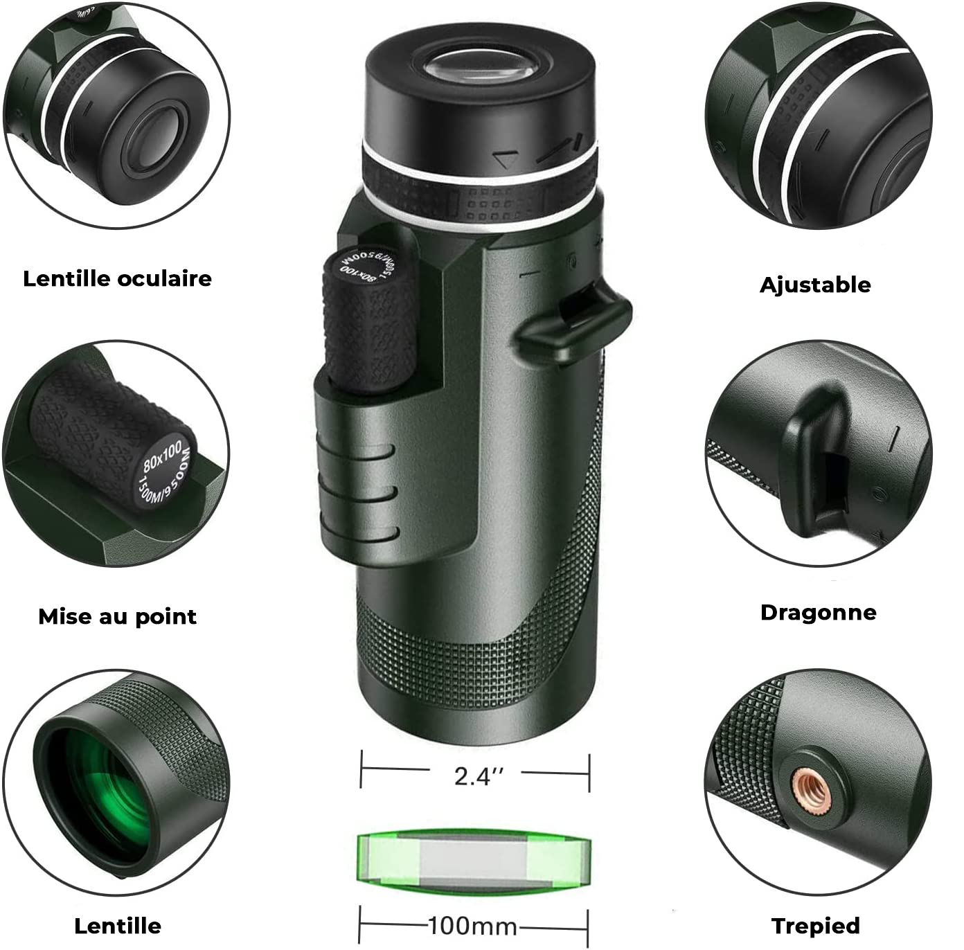 Télescope monoculaire puissant 80x100 HD