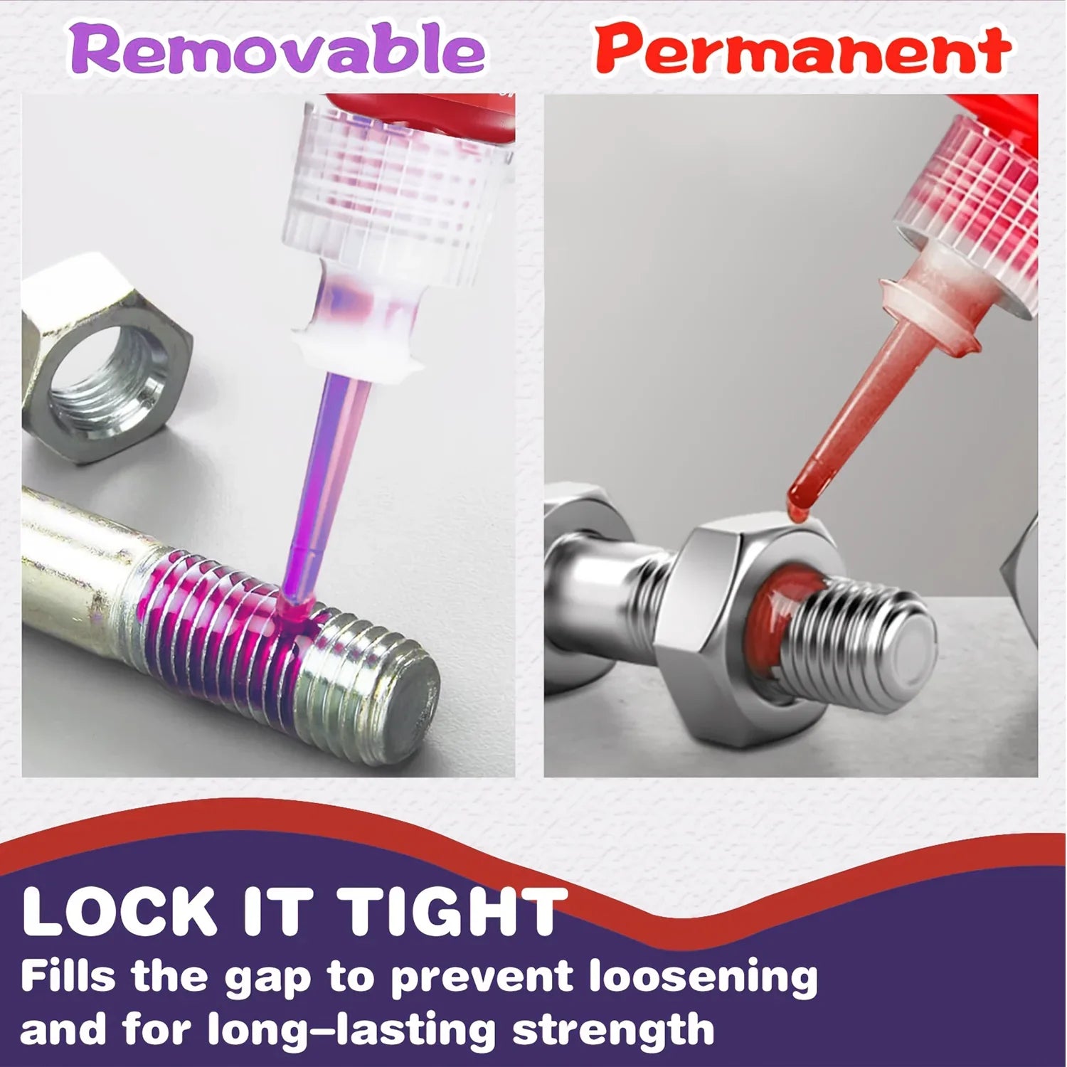 Colle Frein-Filet Anaérobie – Fixation Permanente pour Vis et Boulons