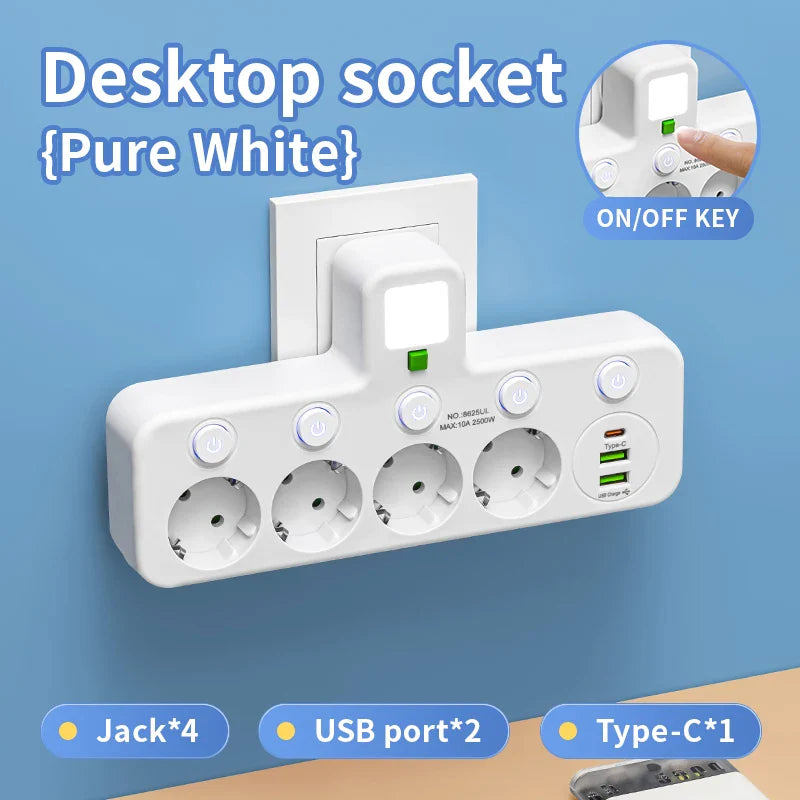 Rallonge Multiprise Intelligent 6 en 1 avec 3USB, 2 Prises,1 type C Rallonge Multiprise Intelligent 6 en 1 avec 3USB, 2 Prises,1 type C