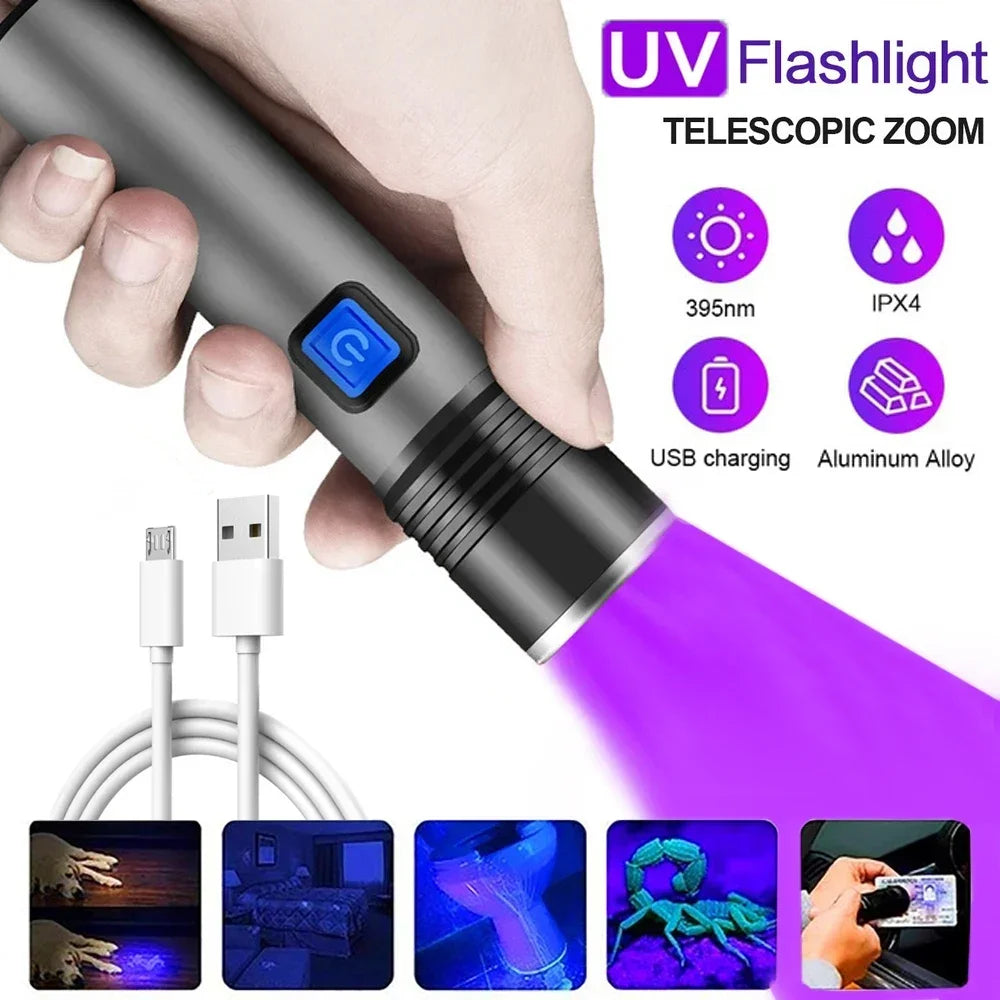 Lampe Torche UV Rechargeable 3 Modes & USB