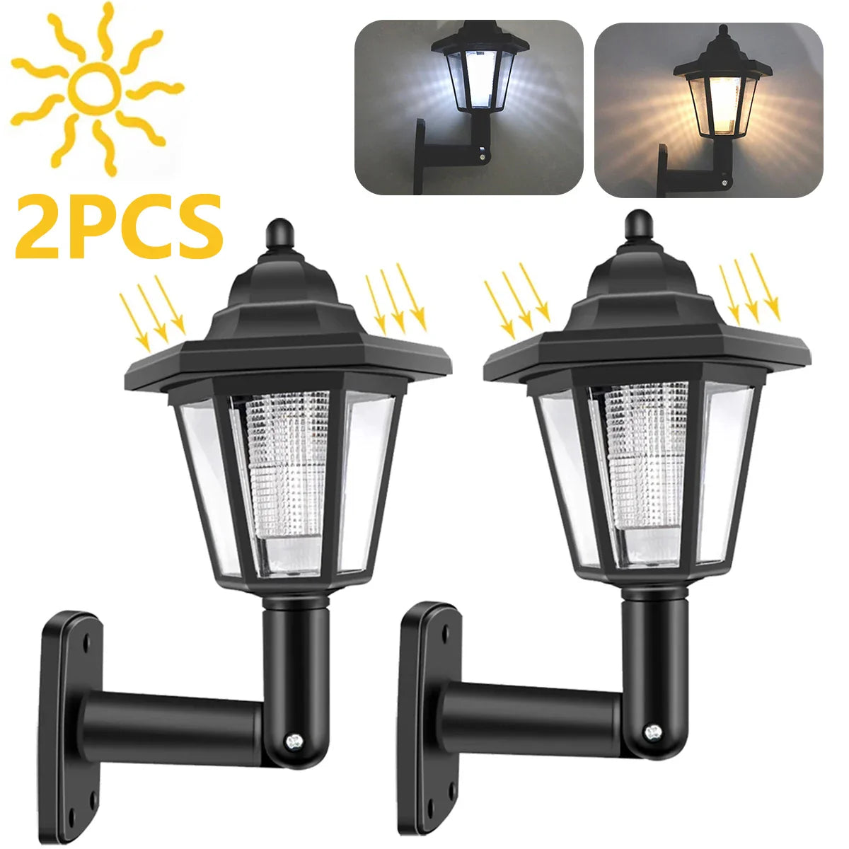 2x Appliques Murales Solaires LED Style Rétro