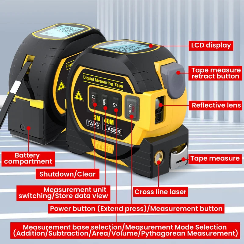 Mètre Numérique Laser - 2 en 1