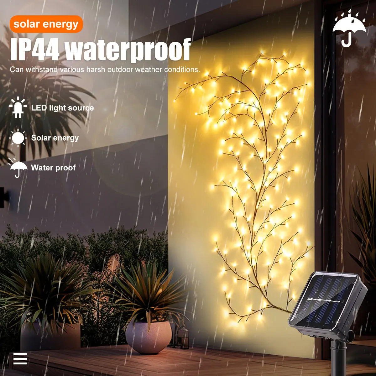 Arbre Lumineux Mural Solaire & Wateproof