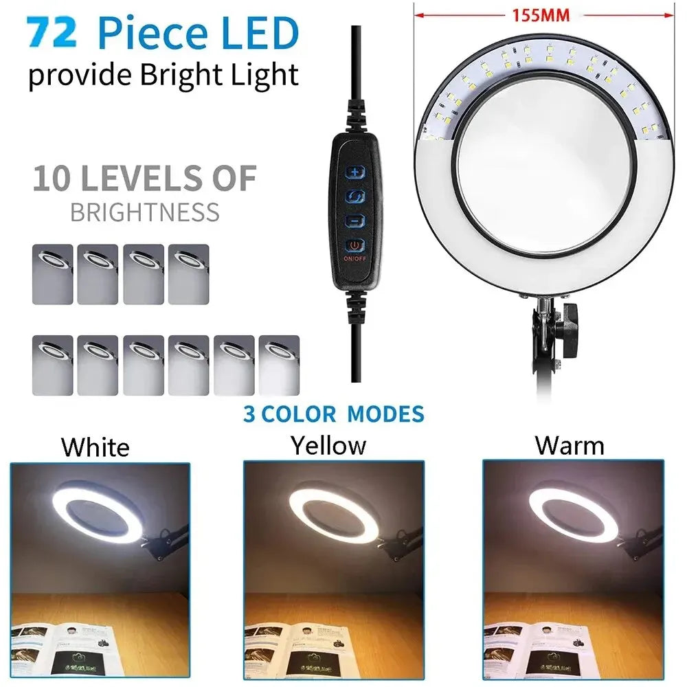 Loupe Grossissante 10X à LED USB & Pince-Étau