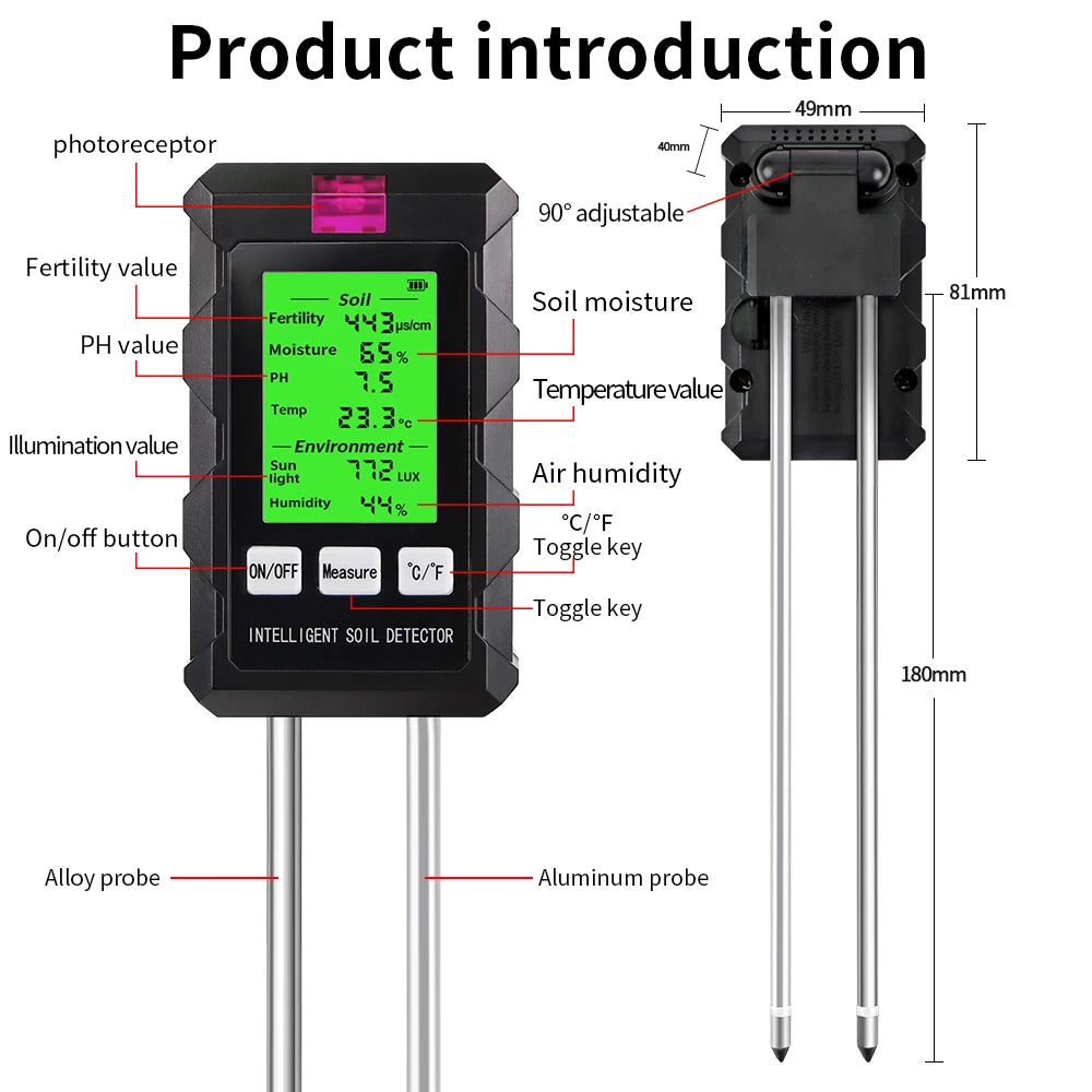 Sonde Électronique Fertilité et Conditions du Sol 6 en 1