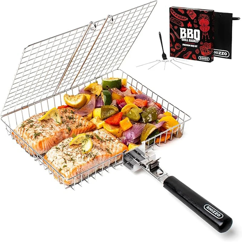 Panier BBQ Inox Anti-Chute pour Cuisson Uniforme