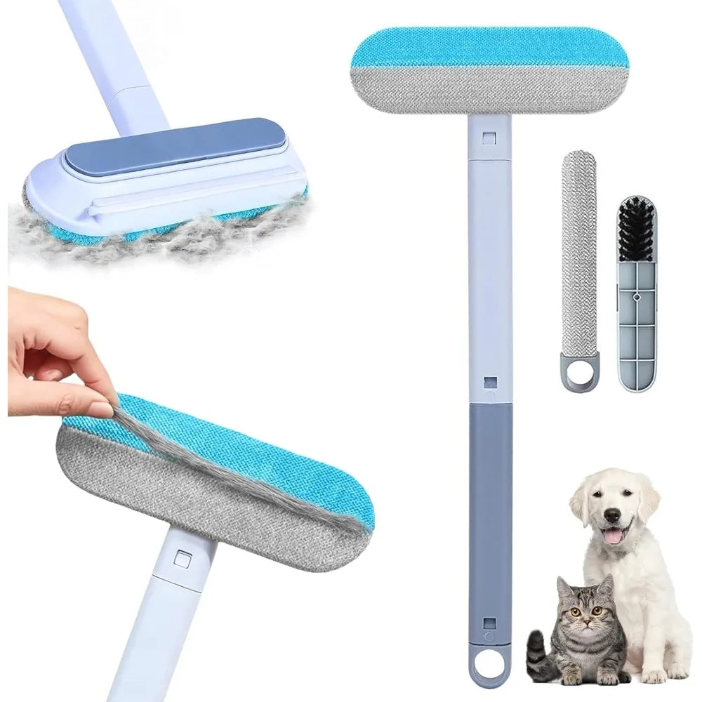 Brosse Ramasse-Poils 4-en-1 Réutilisable Long Manche — Lavable, Chien & Chat, Canapé & Vêtements