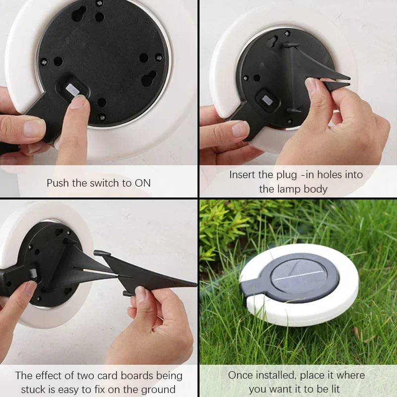 4x Spots Solaires avec Ring Light Ajustable