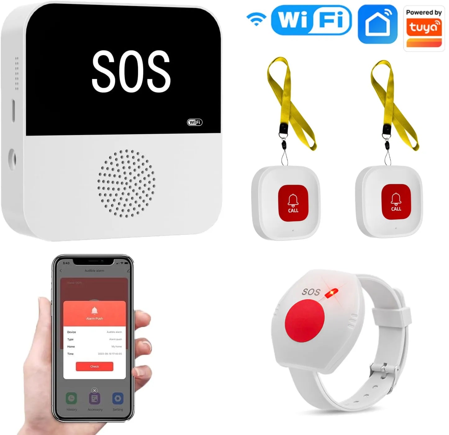 bouton d'urgence WIFI pour personnes âgées