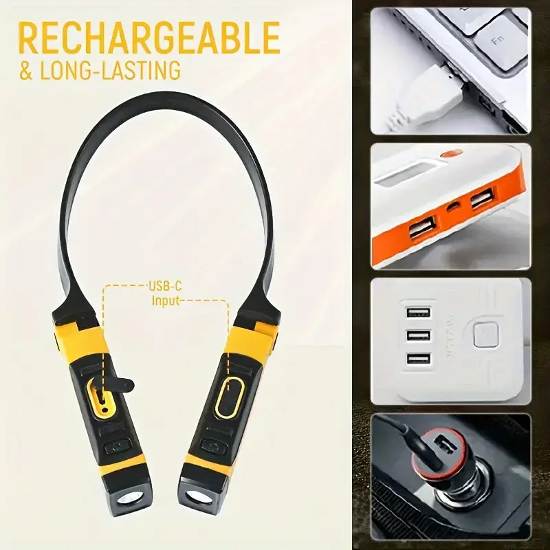 Lampe de Cou LED Rechargeable – 2 Modes pour Bricolage, Lecture et Sport