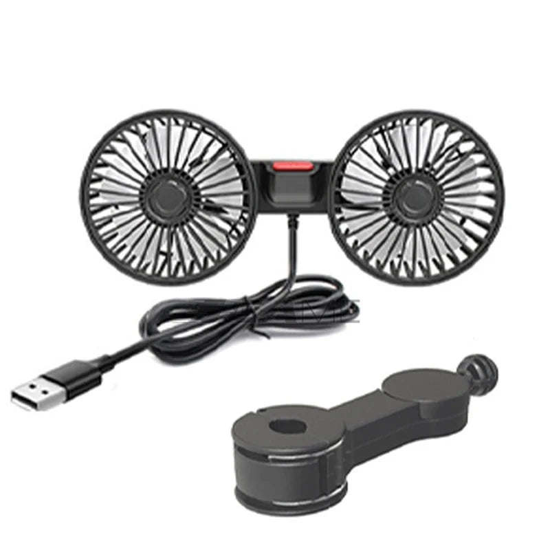 Double ventilateur USB 360 degrés pour voiture