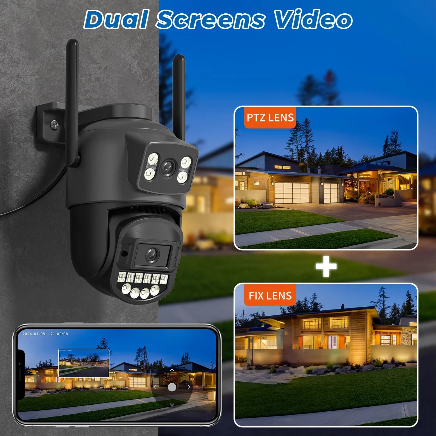 Caméra de Sécurité 5K Double Objectif – Vision 360° + Carte 32GB