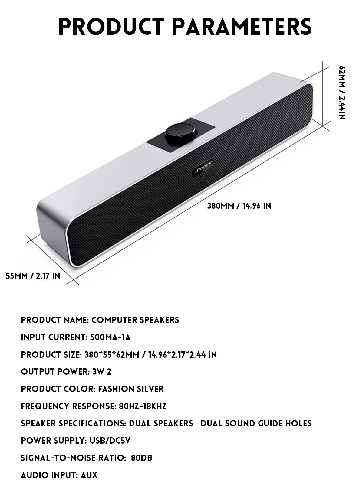 Barre de son Audio 360° Bluetooth - TV, PC, Smartphone